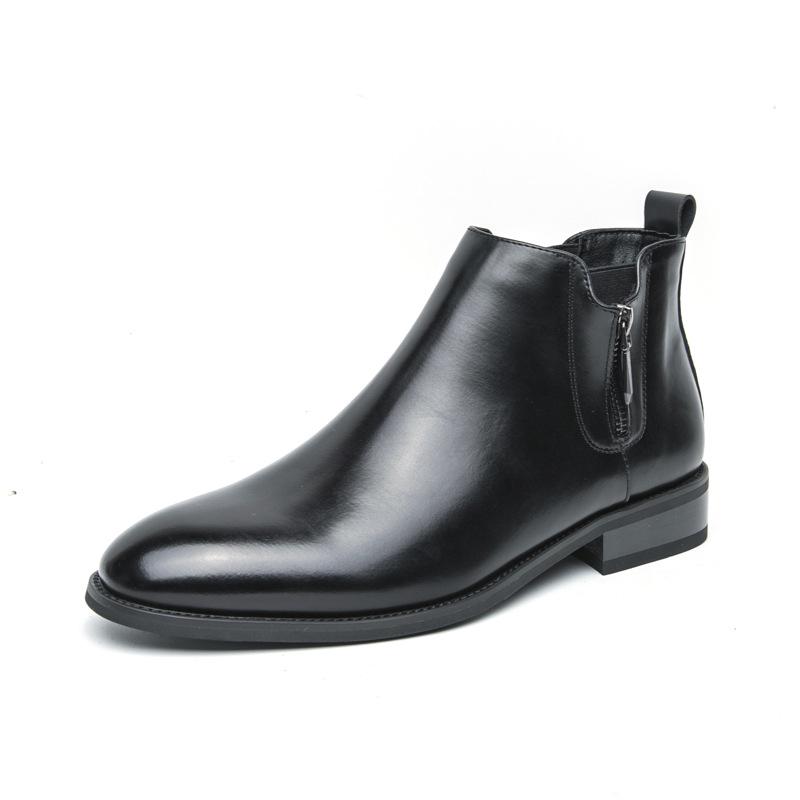 Men s Retro Chelsea Slip-on Boots - Classic High-top Leather 43 чёрный