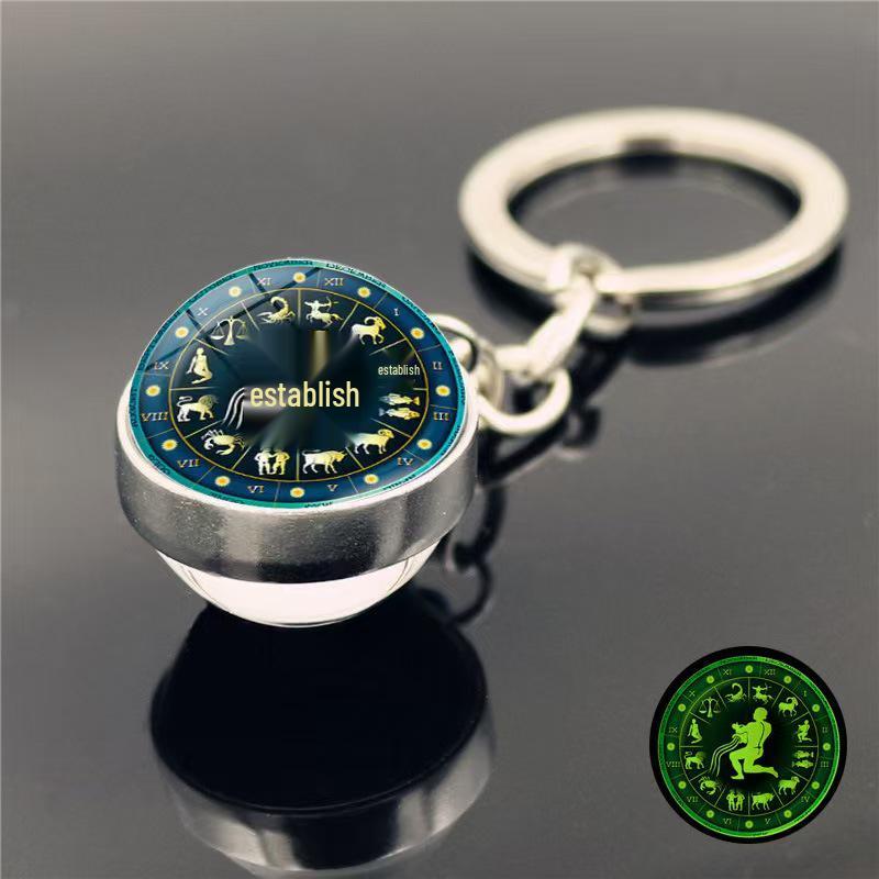Luminous Zodiac Keychain: Dvanáct souhvězdí s přívěsky ve znamení Býka a Vodnáře