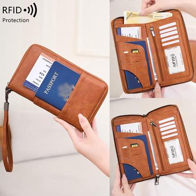 RFID Anti-Magnetic Zipper Passport Wallet: Multi-Function ID & Ticket Holder