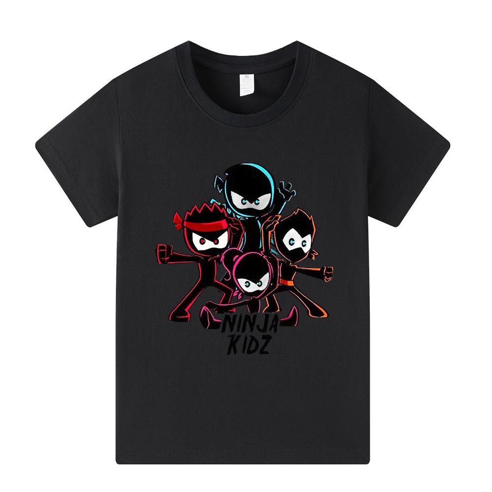 A1172 Kids Boys Girls NINJA KIDZ Cartoon Print Short Sleeves T-shirt 100cm
