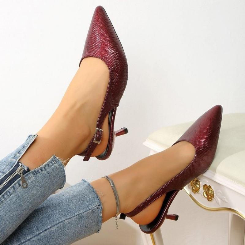Fashion 2025 Brand Women's Shoes Slingbacks Women's High Heels Fashion Buckle Strap Office and Career Hot Sale Plus Size Toe Cap Sandals