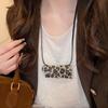Collarbone Chain Leopard Leather Bag Necklace Storage Lipstick Jewelry Clavicle Chain  Women