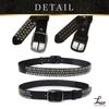 [Laquest] Skull Stud Belt for Men, Genuine Leather, Skull Studs, Leather, Rock, Metal, Visual Kei, Punk, Buckle (2. Brown)