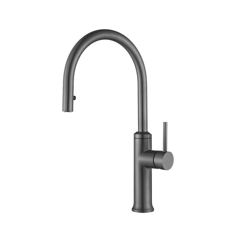 Gun Gray Pull Out Kitchen Sink Faucet 304 Stainless Steel 360 Degree Rotation Water Mixer Hot and Cold Water Kitchen Tap