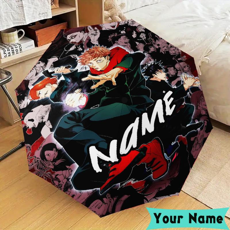 Custom Name Light Darkness Jujutsu Umbrella, Foldable Umbrella Suitable for Outdoor Shopping Travel Sports, Exquisite Gift for Family