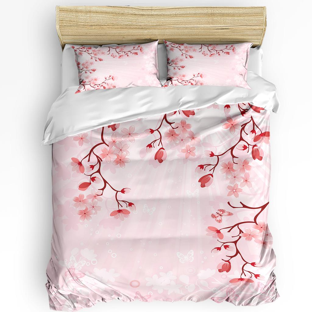 Schmetterling Gänseblümchen Blütenblätter 3-teiliges Bettwäsche-Set für Schlafzimmer Doppelbett Heimtextilien Bettbezug Steppdeckenbezug Kissenbezug