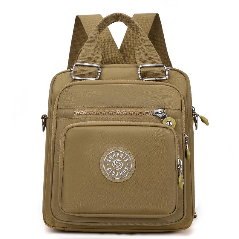 

Женский многофункциональный рюкзак, легкая водоотталкивающая нейлоновая сумка, большая вместимость, сумка через плечо хаки