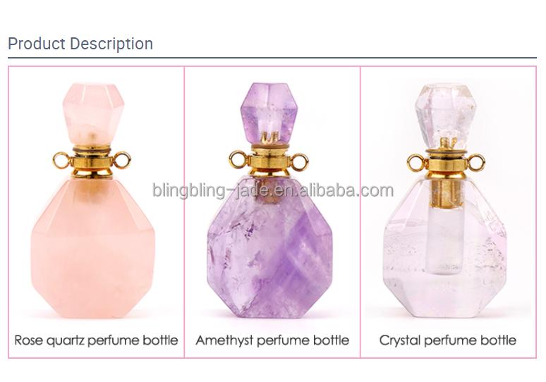 Naturalny Kryształowy Wisiorek z Różowego Kwarczu Mini Przenośne & Wielokrotnego Użycia Szklane Buteleczki na Perfumy do Naszyjnika & Biżuteria Figurki