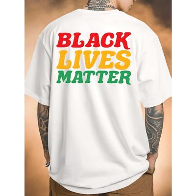 T-shirt Nera Veste Veste per Uomo - Stampa Posteriore Dichiarazione Giustizia Sociale, Maglietta Casual Girocollo Manica Corta Top Estivo con Slogan BLM, per proteste