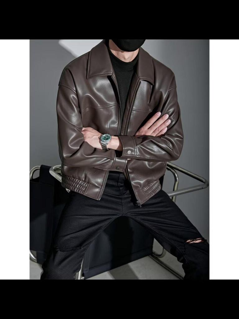 2025 Men's Trendy Loose Casual Motorcycle Leather Jacket - Cool Scruffy Autumn/Winter Coat