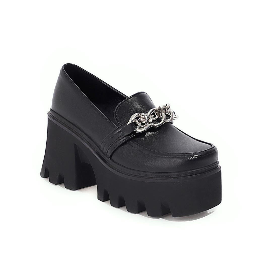 

Женские одинарные туфли и новые туфли в стиле ретро с темной ветровой цепочкой, маленькие кожаные туфли на толстом каблуке в стиле ретро, ​​модные одиночные туфли с квадратной головкой в ​​Instagram 39