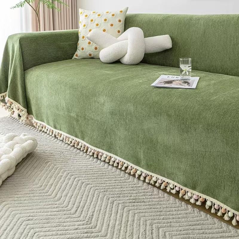 Waterproof Sofa Blanket Chenille Solid Color Furniture Covers Simple Dustproof Antiscratch Couch Protector for Living Room
