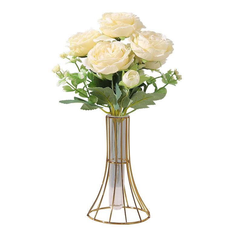 Ruijie Light Luxury Golden Iron Art Transparent Gourd Vase