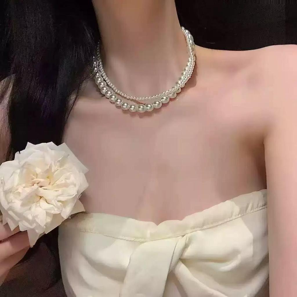 Glänzende Diamant-Schmetterling-Perlenkette: Damen Retro Würziges Mädchen Luxus Schlüsselbein Kette