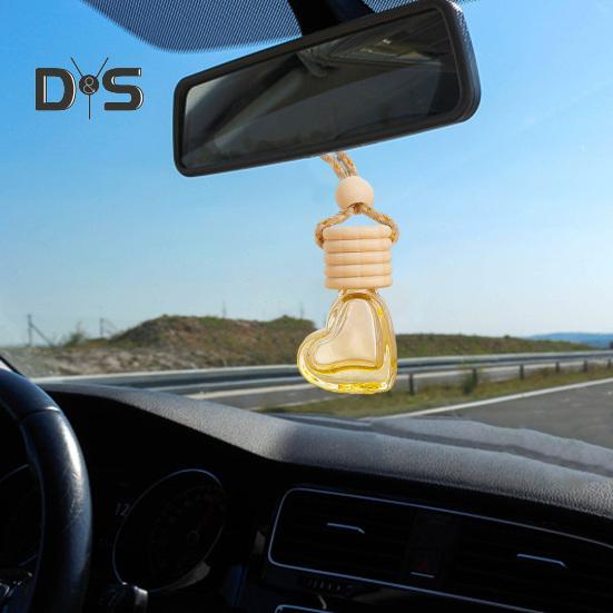 6 ml nachfüllbare Parfümflasche fürs Auto, Dekoration, bunt, Liebe, Herzform, Holzdeckel, Klarglas, Aromatherapie, ätherisches Öl, leere Flasche, hängender Anhänger