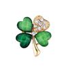 Gold-Plated Acrylic Four-Leaf Clover Brooch Pin Fashion Accessories