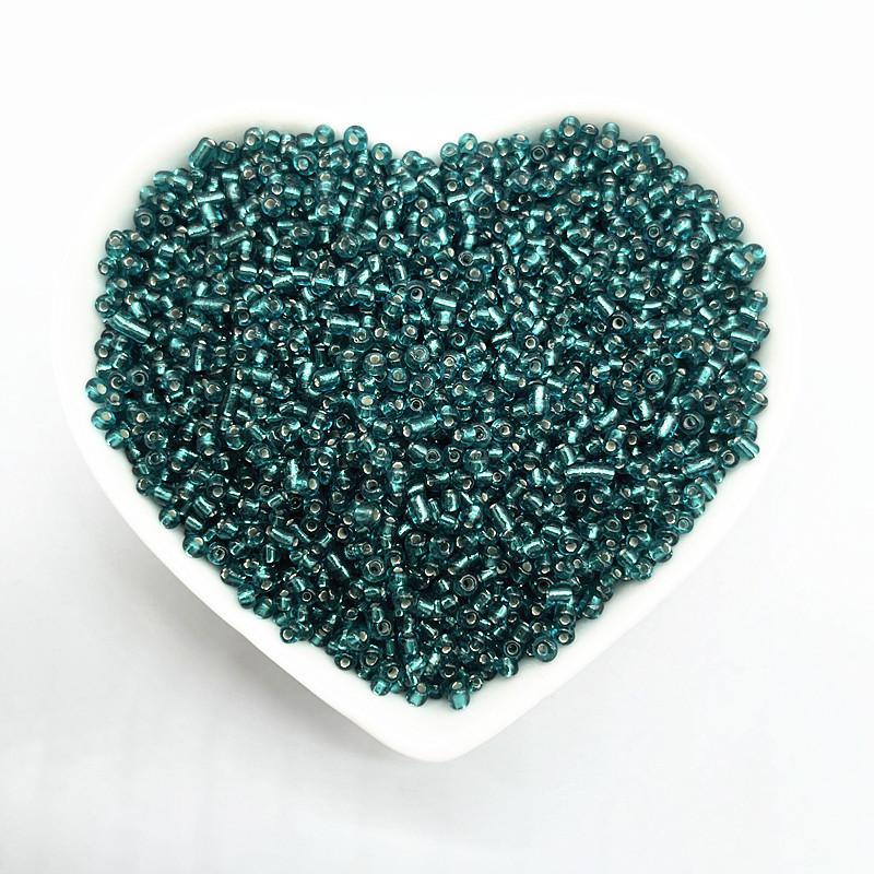 450g/Beutel 2mm 3mm 4mm Effekt der Silberfarbe Gefütterte Charms Glas-Samenperlen DIY Armbandperlen für Schmuckherstellung Zubehör