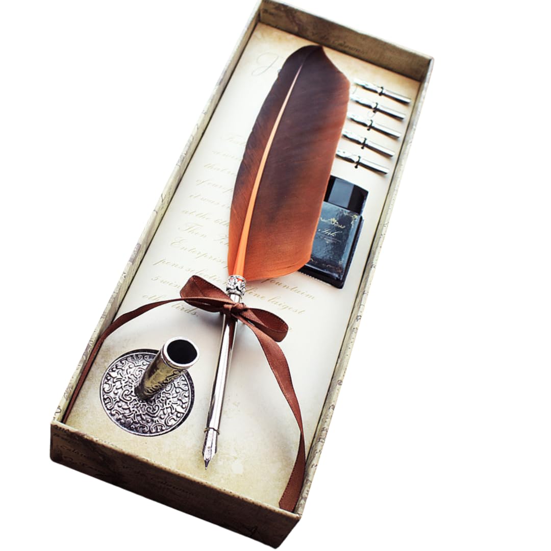 

of Magical Land Quill Pen Set with Orange Ink and 5 Fountain Calligraphy Set [Magic Sedona] (Orange) Refills, Pen, оранжевый