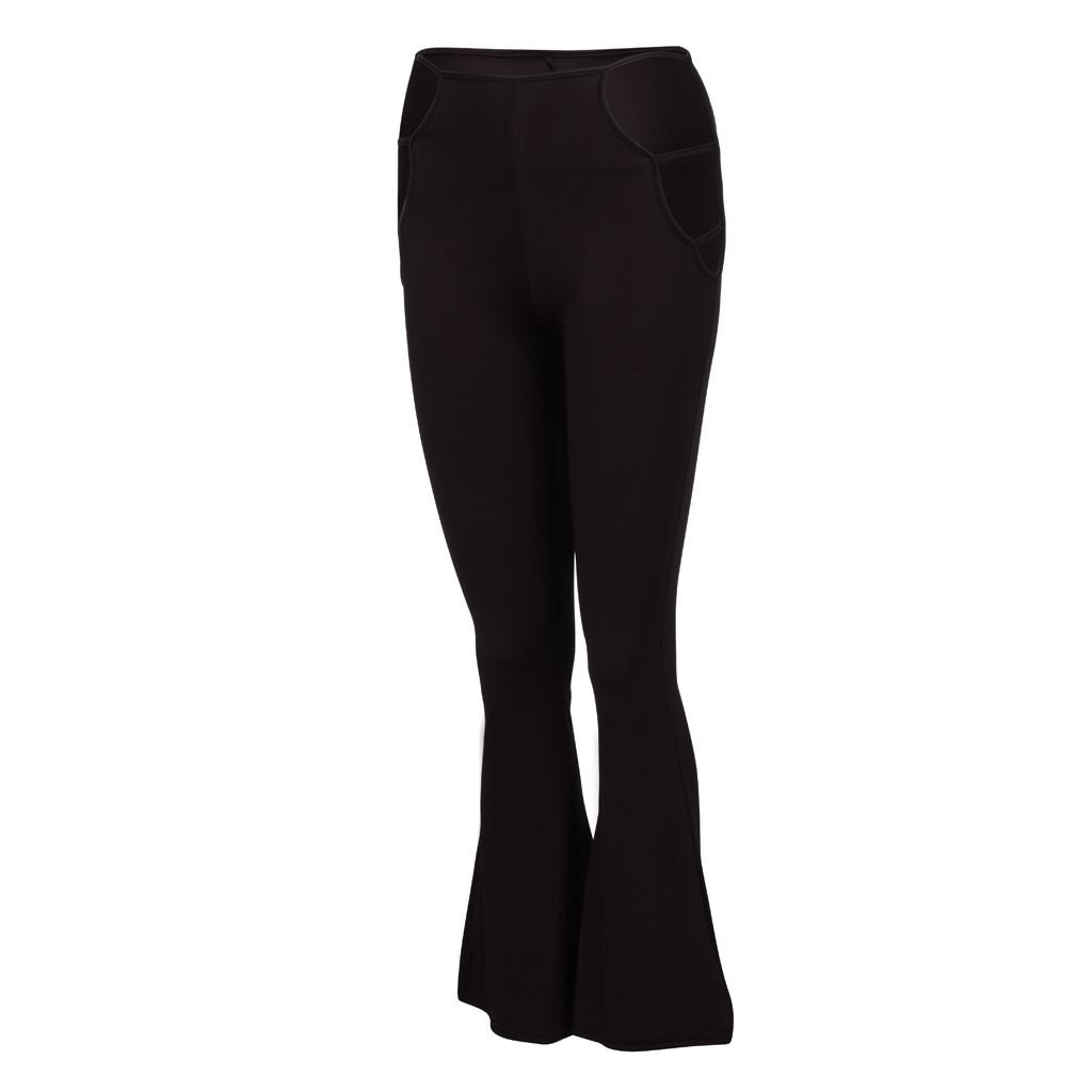 Women High Elasticity High Waist Cutout Strappy Casual Bell-Bottomed Pants