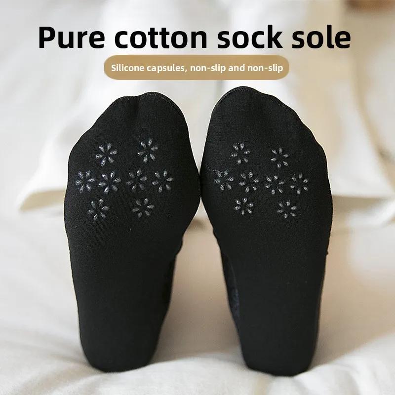 Non Slip Heel Ladies Lace Boat Socks Pure Cotton Breathable Low Cut Invisible Ankle Socks Women Summer Thin Casual Socks