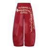 FlowStreet Damskie Czerwone Luźne Spodnie Dresowe Y2k Spodnie Harajuku Spodnie do Tańca Jazzowego Japoński Styl Lat 2000 Vintage Oversize Spodnie Ubrania