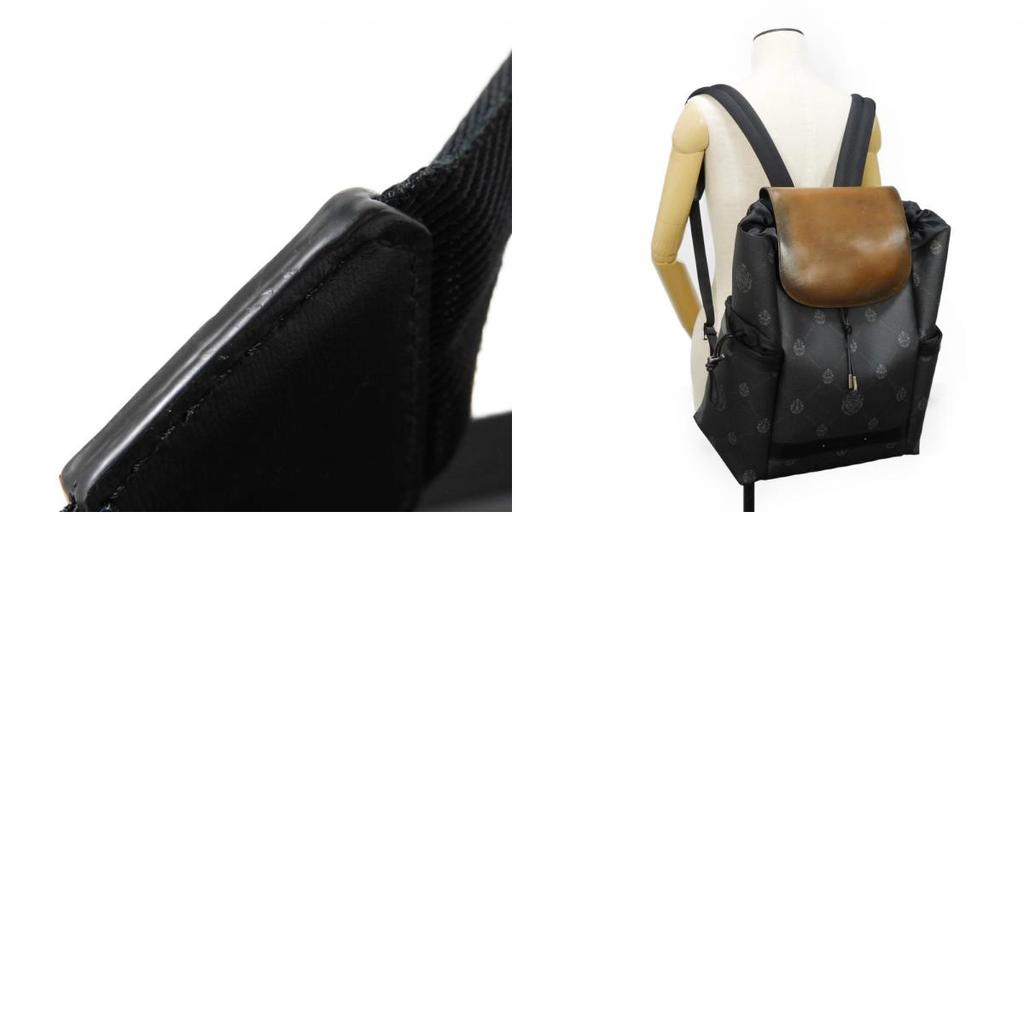 Used 11828 Hiker Daypack 7927 New Logo Emblem Signature Cocoa Brown Crest Black Made in Italy Men's from Japan AUTHENTIC