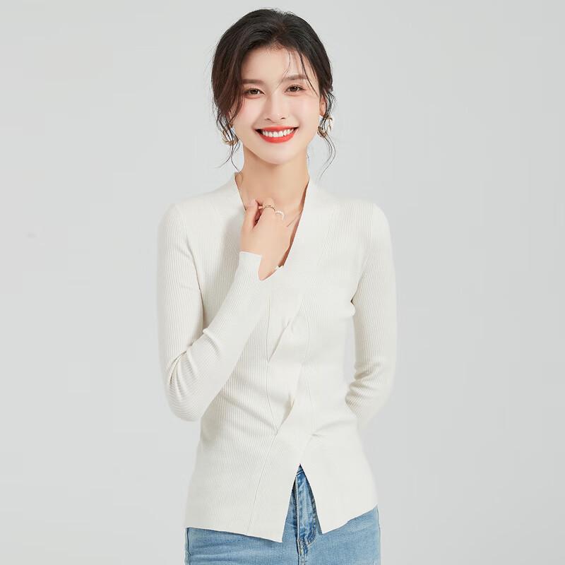 

Jinjv 2025 Autumn V-Neck Cable Knit Sweater M