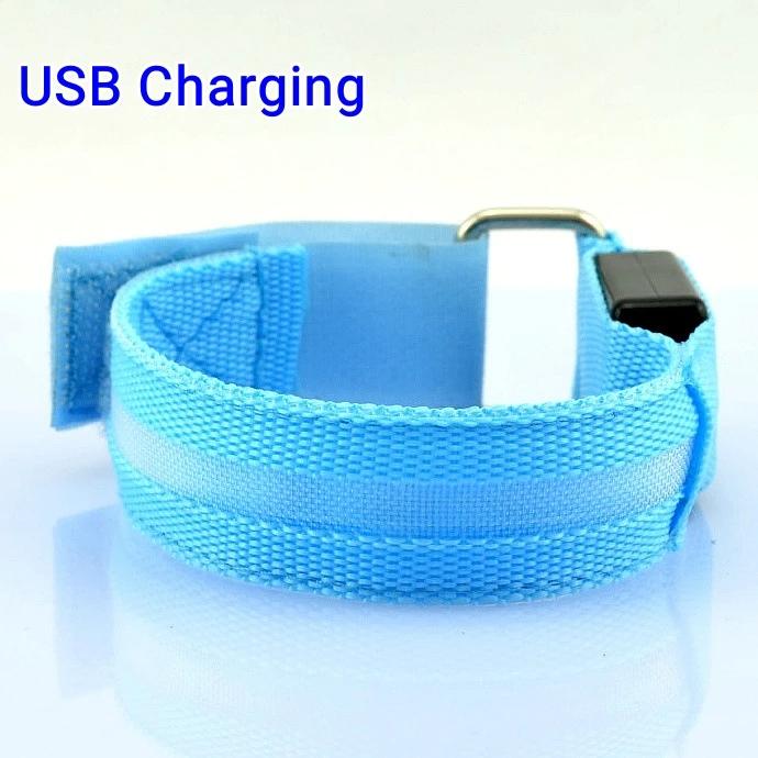 Outdoor Night Running Armband USB Rechargeable LED Light Sports Safety Belt Arm Leg Warning Wristband Cycling Bike Bicycle Light 7