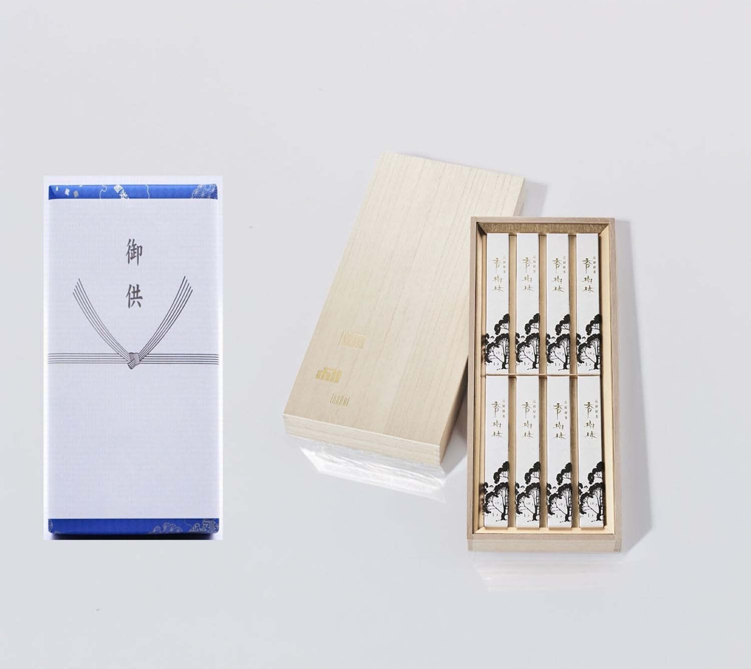 Koju-rin Sandalwood Incense Kiribako with Noshi for Obon, Mochu, Gift, Offering, Commemoration, Japanese Incense, Eirakuya белый
