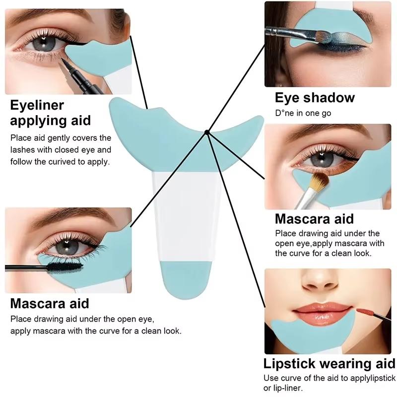 Multi Functional Eye Makeup Silicone Baffle Crescent Shaped Eyelash Brush Eyeliner Eye Shadow Auxiliary Artifact