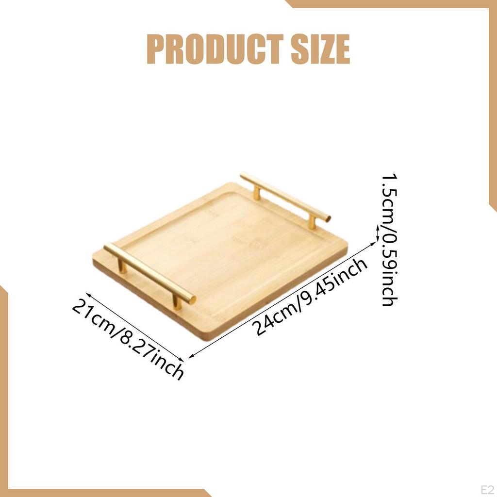 Serving Tray Coffee Table with Metal Handles Rectangular Platter Snack Trays for Food