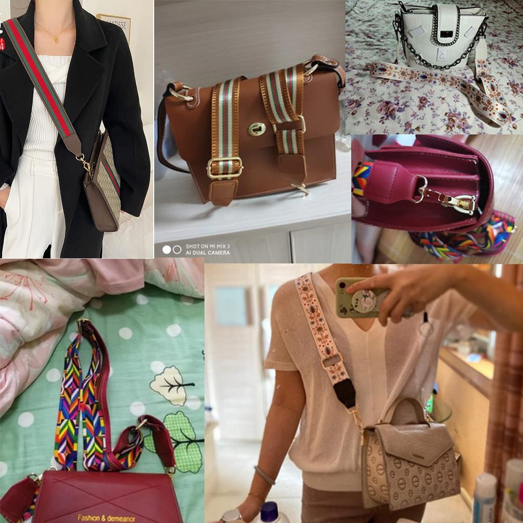 2 Pcs Replacement Straps for Shoulder Polyester Cotton Leather Wide Cloth Replacement Straps Adjustable Length Handbag Messenger Bag Canvas Shoulder