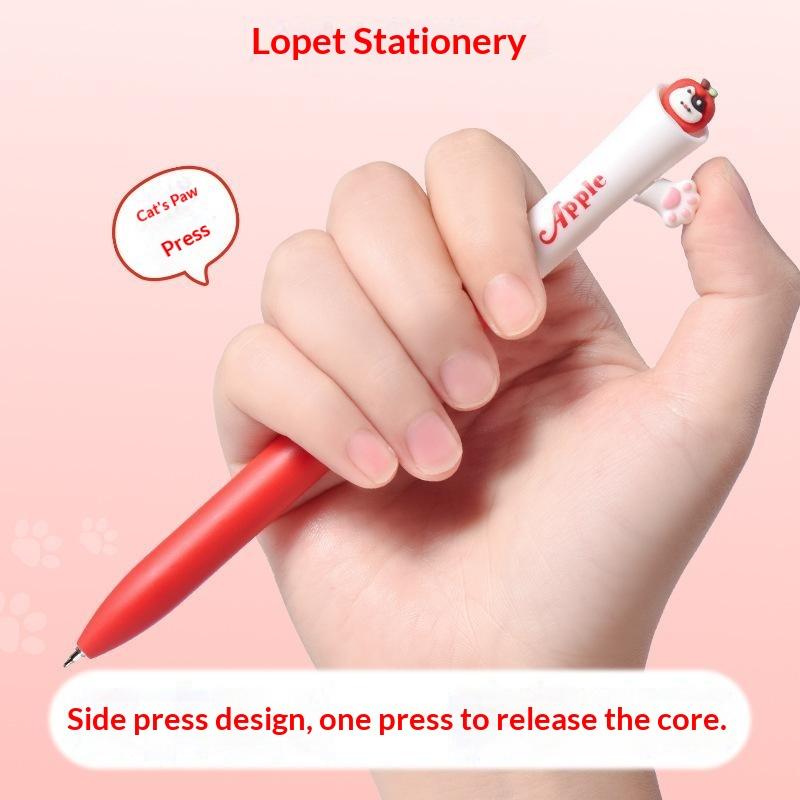

4Pcs Cute Puppy/Kitten/Panda Set 0.5 St Nib Smooth Writing Side Push Exam Pens Replaceable School Office Supplies One Size