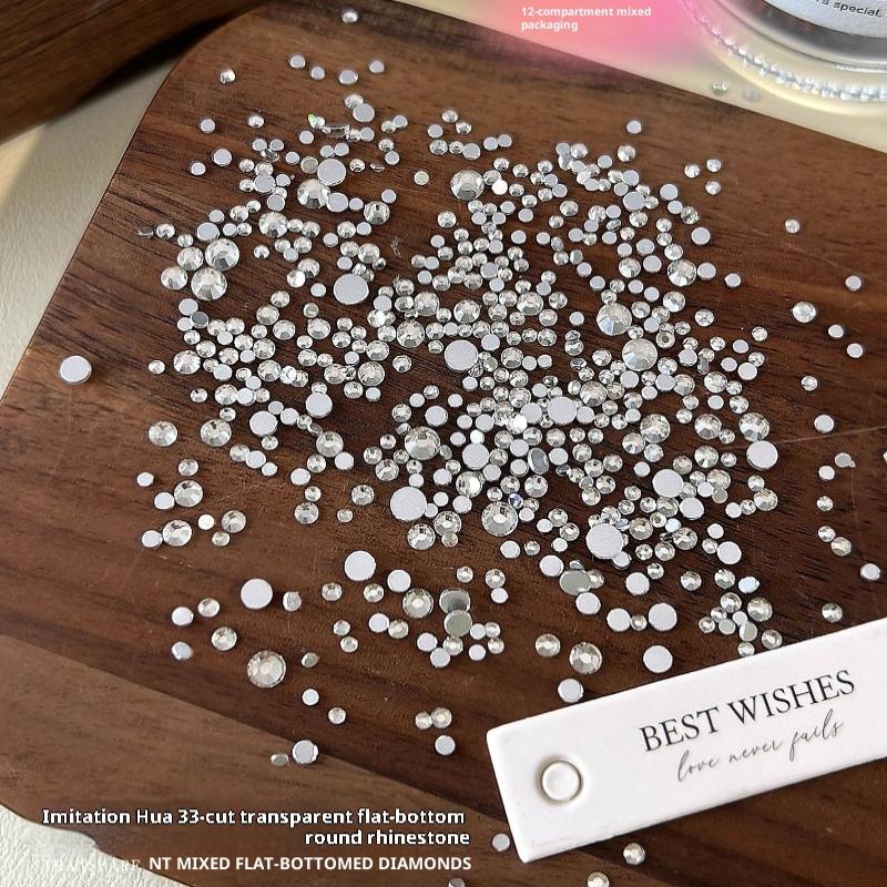 12 Grids Mini Mix Nail Diamond Shine Nail Art Decorations Accessories Round Nail Gems Manicure Charms