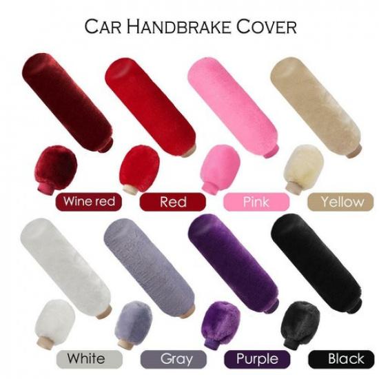 2Pcs/Set Car Handbrake Grip Cover Gear Shift Knob Cover Handle Plush Sleeve Warm