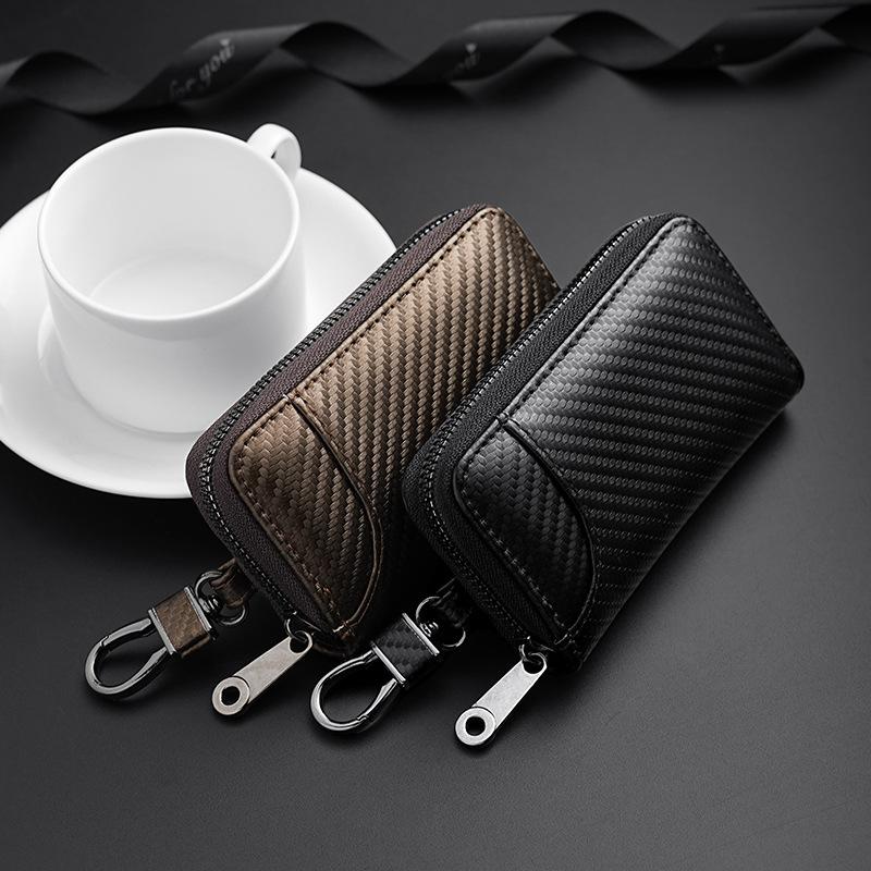 Carbon Fiber Fabric Keychain Unisex Key Bag Multifunction Organizer Wallet Holder Smart Housekeeper Car Small Case Keys Pouch