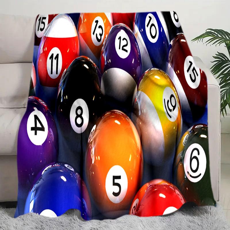 Billiards Plush Blanket Soft Comfortable All Seasons Perfect Sofa Office Nap Travel Birthday Gift Christmas Present