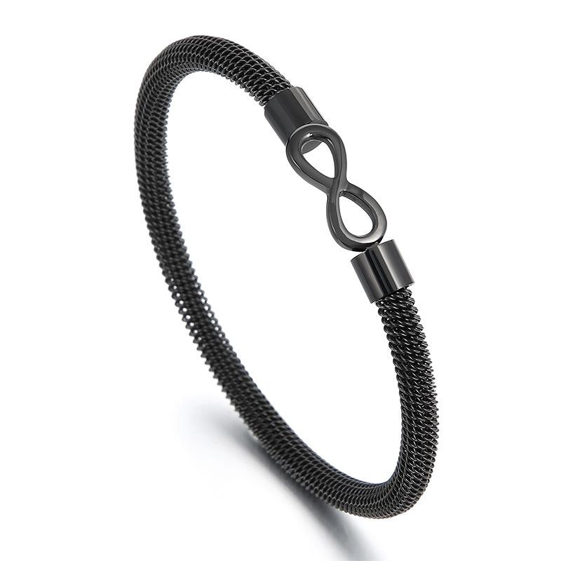 Brățară elastică din plasă de sârmă de oțel țesută din oțel titan Brățară deschisă infinită cu 8 caractere