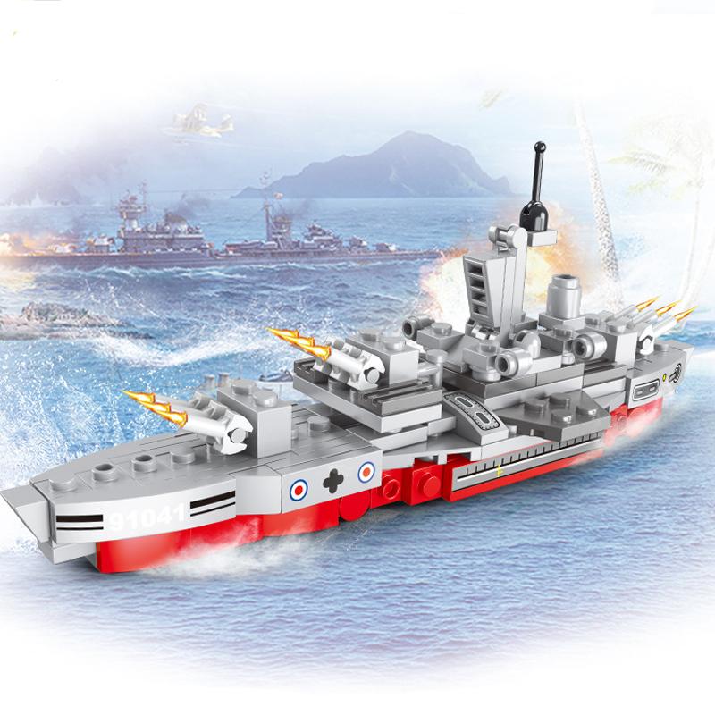 130PCS Mini Navy Warship Building Block Set Military Battleship Boat Block Bricks Scale Model DIY Assembly Toy For Boys Girls Christmas Gift Present