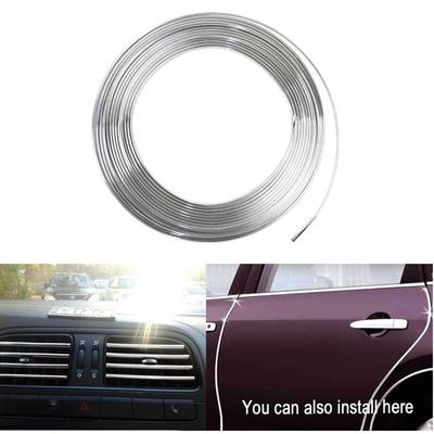 6M Car Door Chrome Moulding Edge Scratch Protection Strip Bumper Anti-collision Strip DIY Silver PVC Molding Decorative Strip