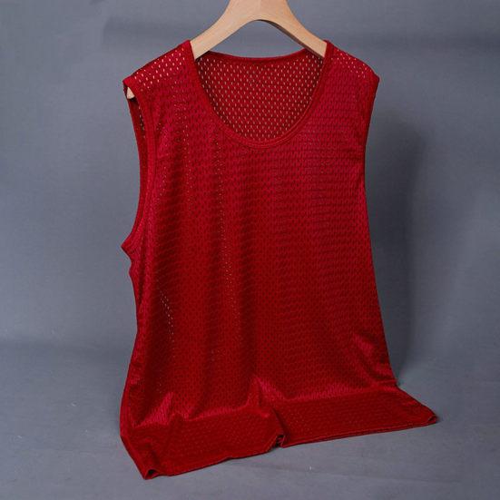 Herren Weste Leicht Schnelltrocknend Atmungsaktiv Mesh Einfarbig O-Ausschnitt Ärmellos Lässige Tanktops Übung Fitness Camisole