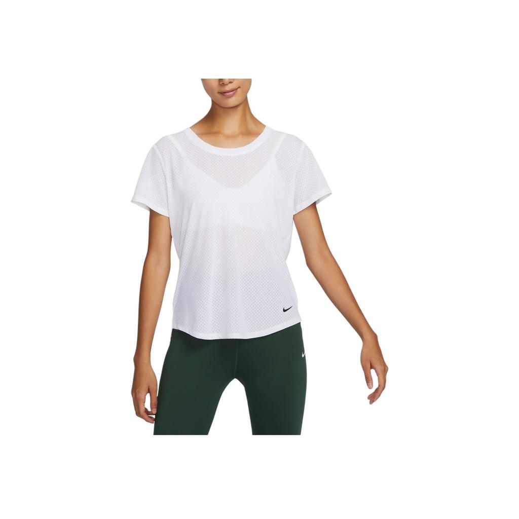 Nike Dri-Fit One Breathe Open Back Crew Neck Short Sleeve T-Shirt Women Tops White DX0132-100