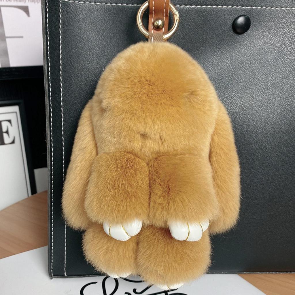 Mini Rex Rabbit Fur Pom Pom Keychain Bag Charm Keyring