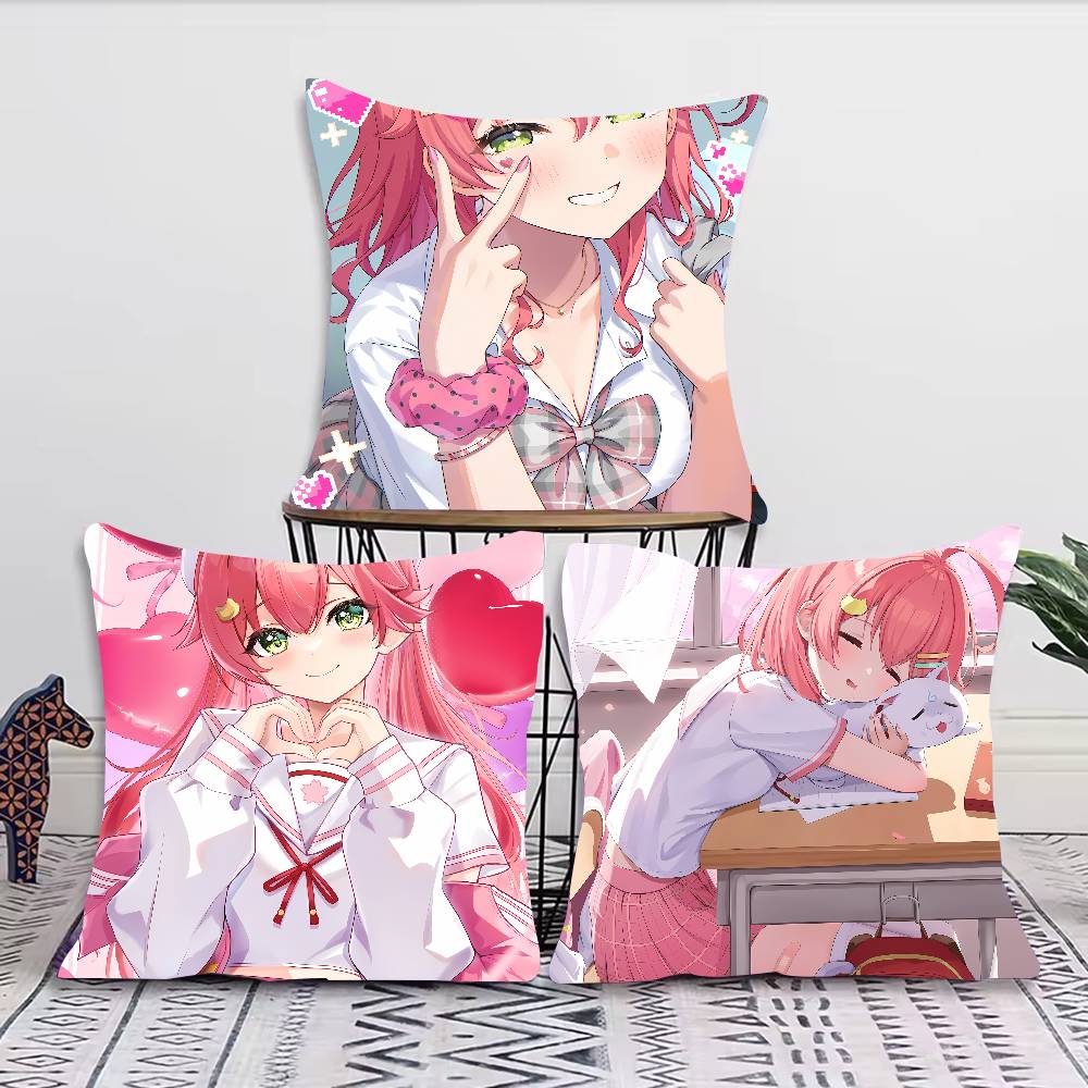 Cute Hot Girl Kawaii Sakura Miko Cushion Cover Decor Home Throw Pillow Covers For Couch Camping Pillow Cover Decorations