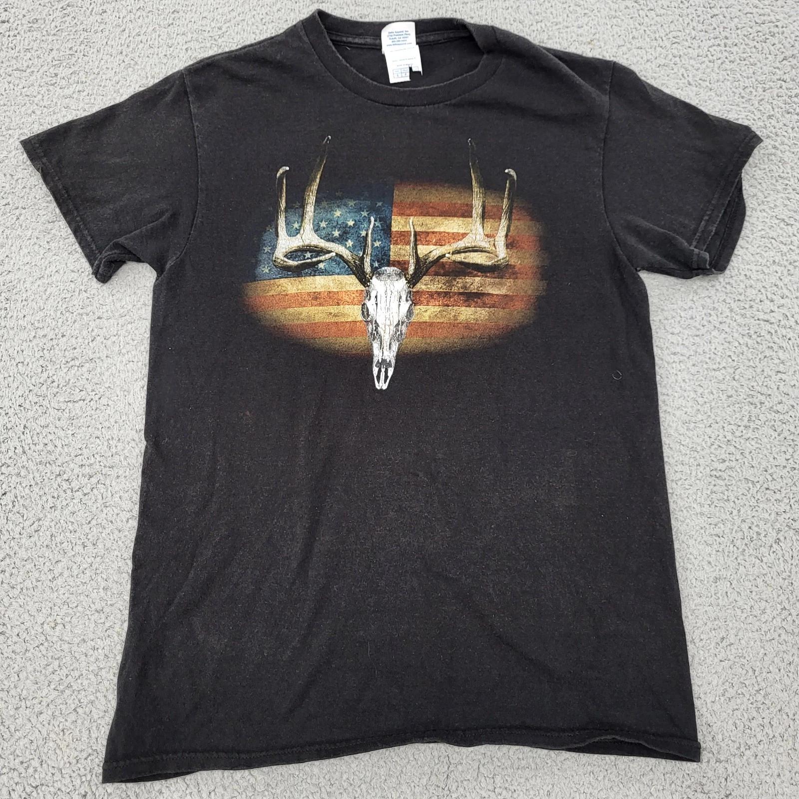 American Flag Deer Skull Antlers Shirt Mens Small USA Flag Hunting 4XL
