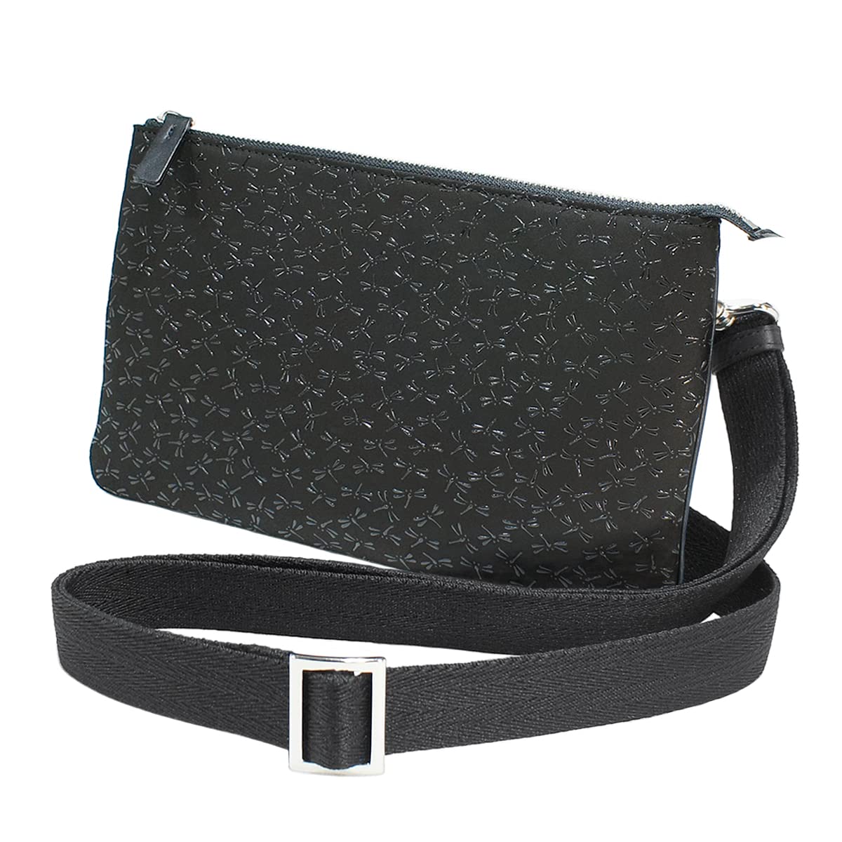 

Inden Shoulder Bag Sacoche Crossbody Deerskin Black x Black Lacquer Dragonfly Pattern [Indenya] 6614-01-008 чорний