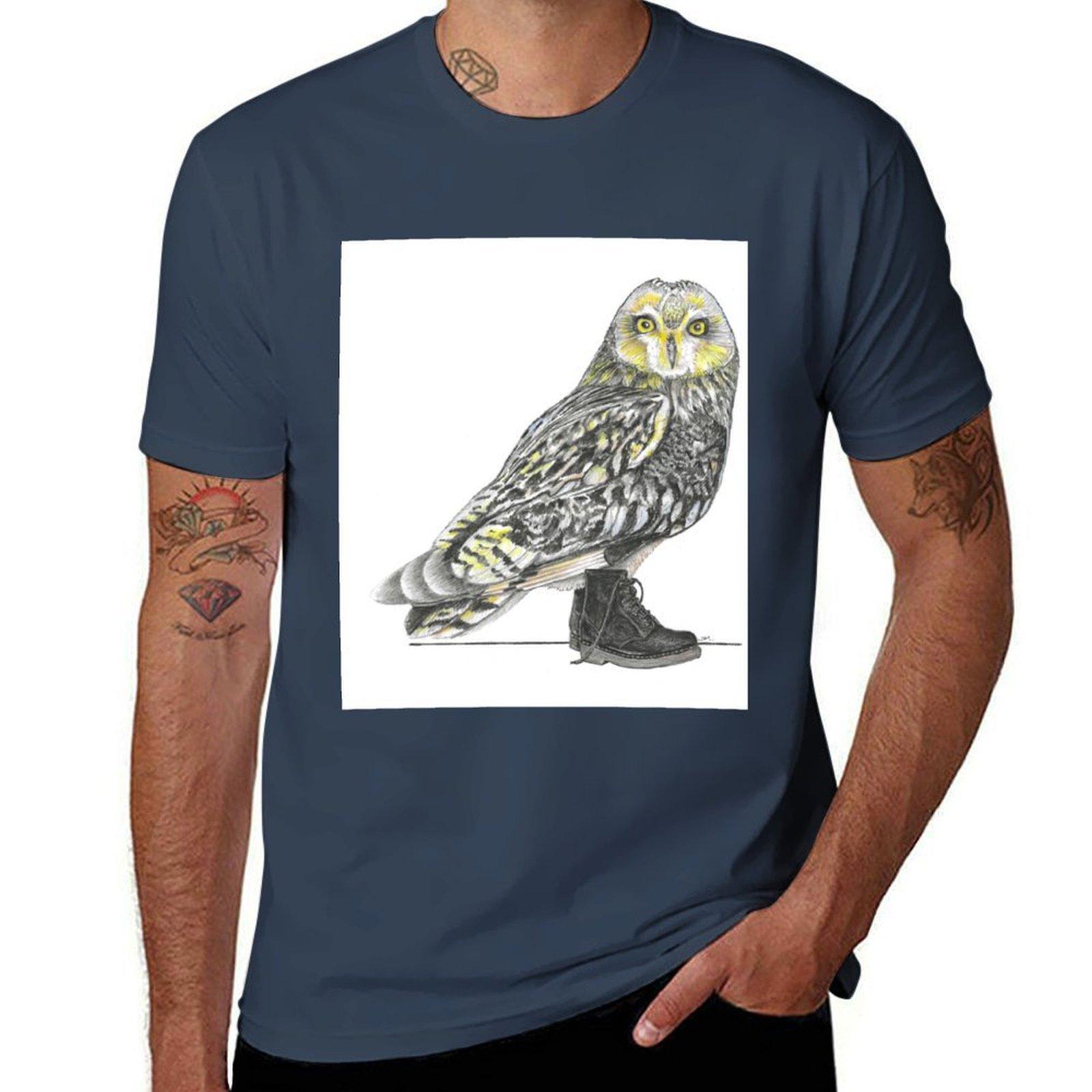 Shorteared Owl In Boots Tshirt Casual Loose Daily Wear Tshirt S