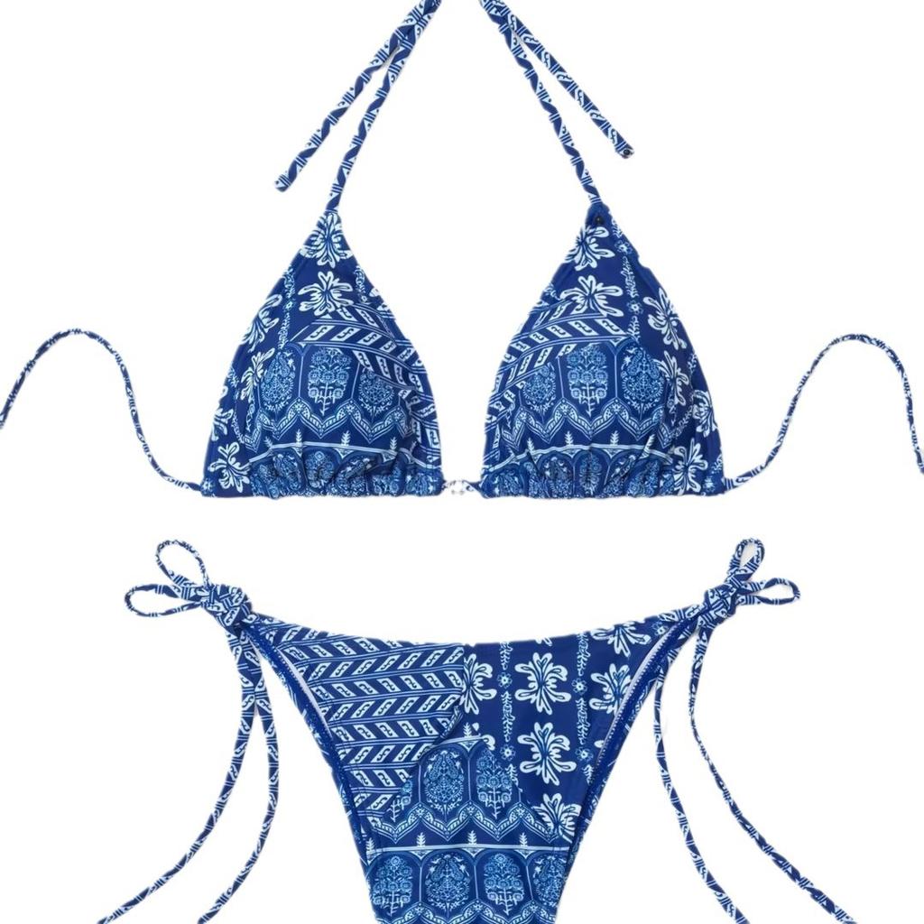Printed Tie Side Sexy Two Piece Bikini Swimsuit Elegant Fashion For Beach Vacation