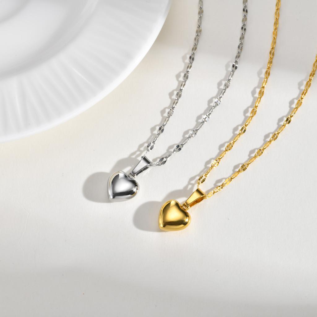 Wind Lady Collarbone Chain, Simple Stainless Steel Heart Pendant Necklace, Jewelry Nc-2191