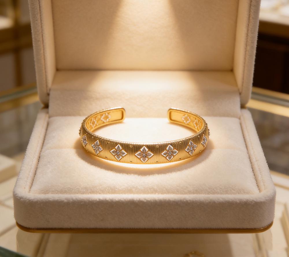 Корейский геометрический браслет с открытым краем из золота и серебра